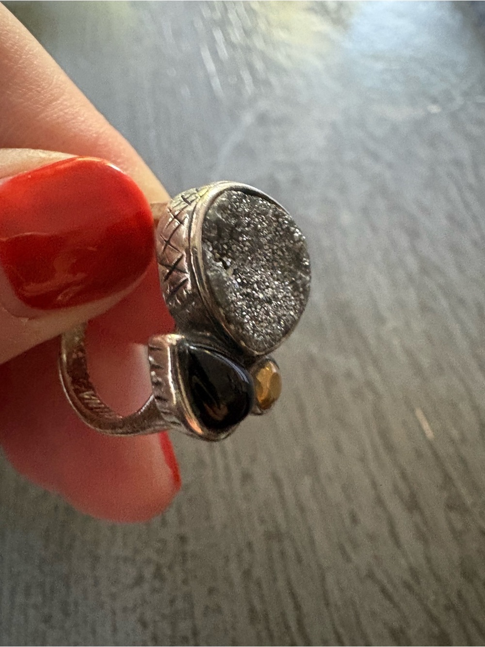 Size 9 Silpada Crystal Cave sterling silver ring with gray druzy agate stone - Picture 7 of 7